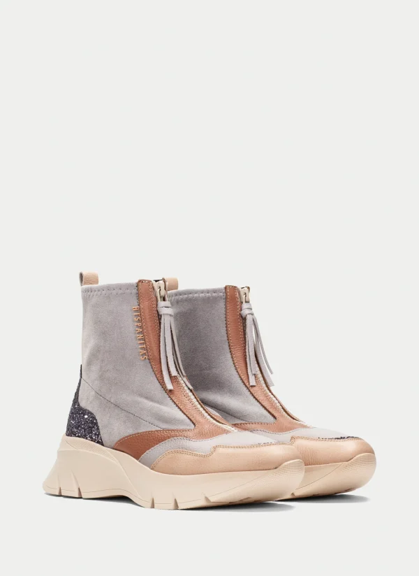 HISPANITAS Botins Desportivos helsinki cinza-areia-glitter