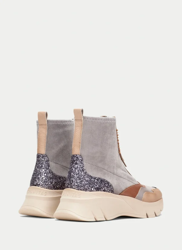 HISPANITAS Botins Desportivos helsinki cinza-areia-glitter