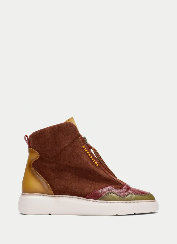 HISPANITAS Botins Desportivos oceania couro-mostarda-olive
