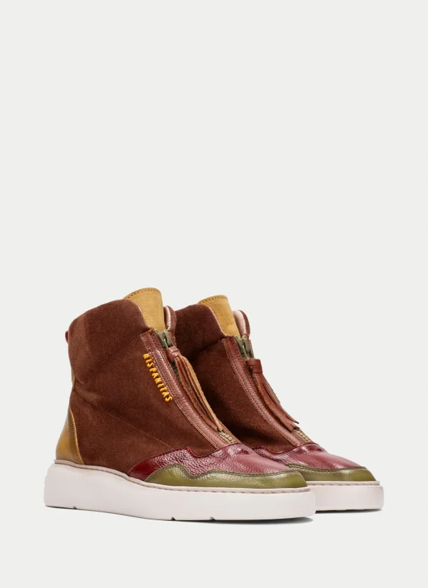 HISPANITAS Botins Desportivos oceania couro-mostarda-olive