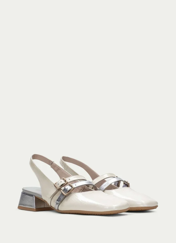 HISPANITAS Sapatos rasos aruba creme-prata