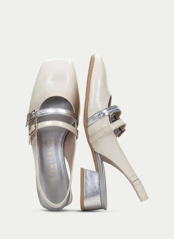 HISPANITAS Sapatos rasos aruba creme-prata