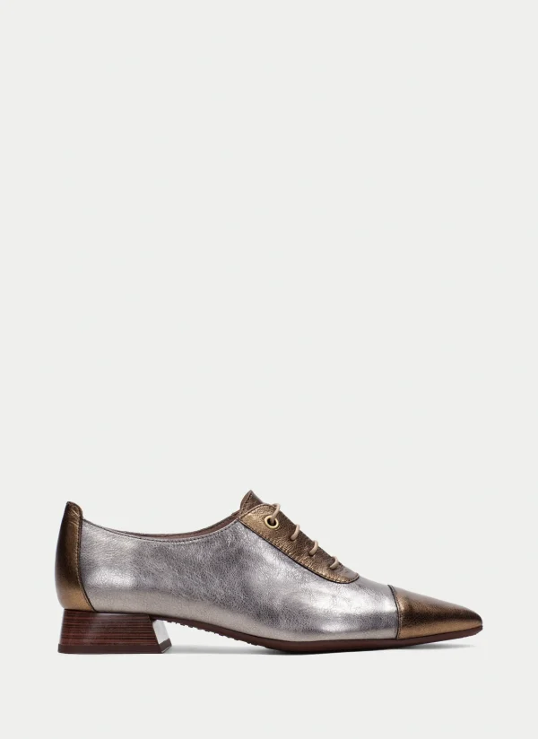 HISPANITAS Sapatos rasos dali ouro-aço