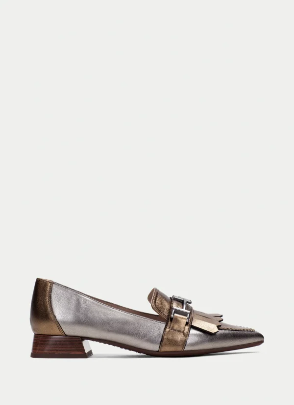 HISPANITAS Sapatos rasos dali ouro-aço