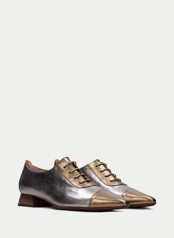 HISPANITAS Sapatos rasos dali ouro-aço