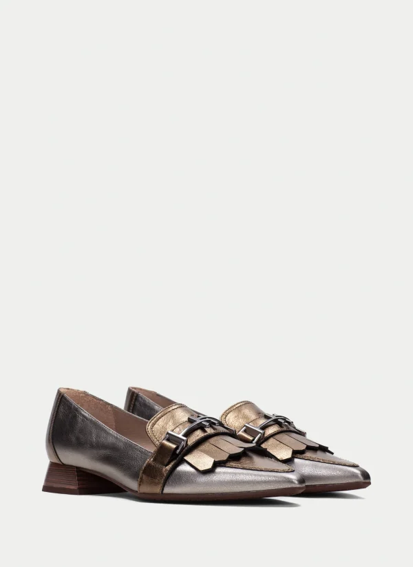 HISPANITAS Sapatos rasos dali ouro-aço