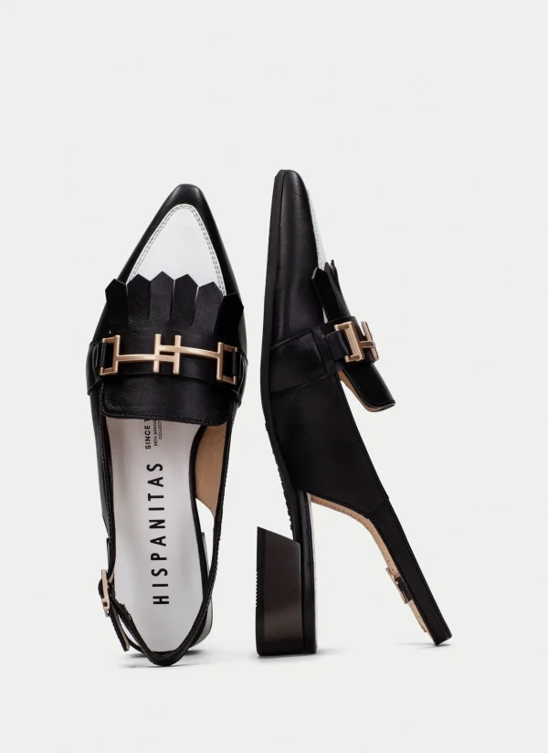 HISPANITAS Sapatos rasos dali preto-branco
