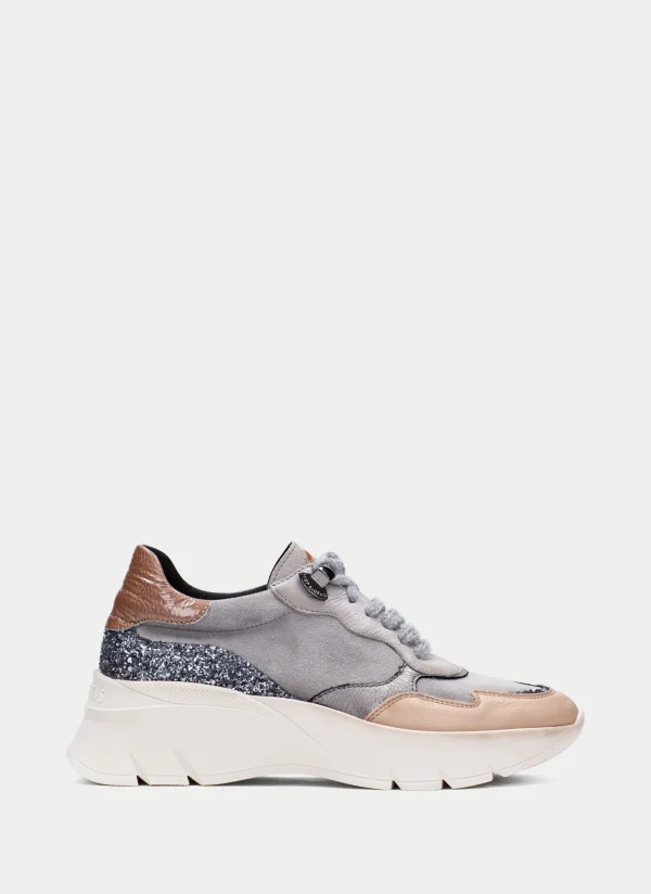 HISPANITAS Sneakers helsinki cinza-areia-glitter
