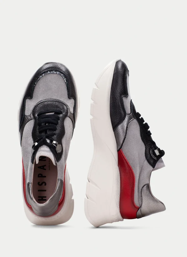 HISPANITAS Sneakers helsinki preto-cinzento-vermelho