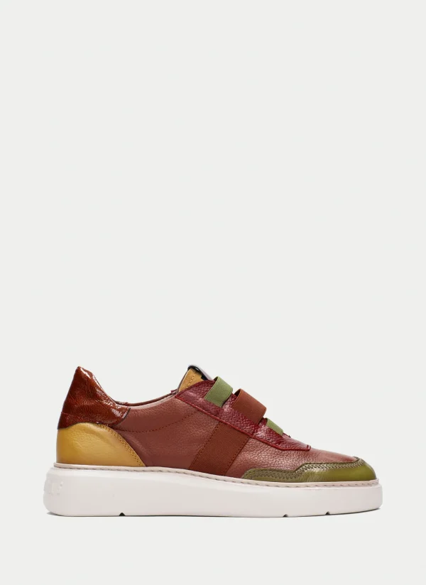 HISPANITAS Sneakers oceania couro-mostarda-olive