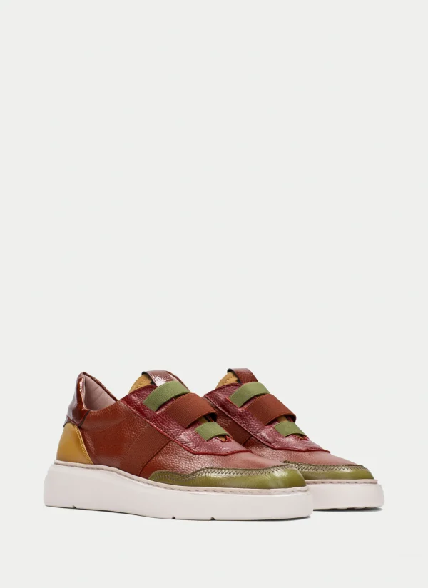 HISPANITAS Sneakers oceania couro-mostarda-olive