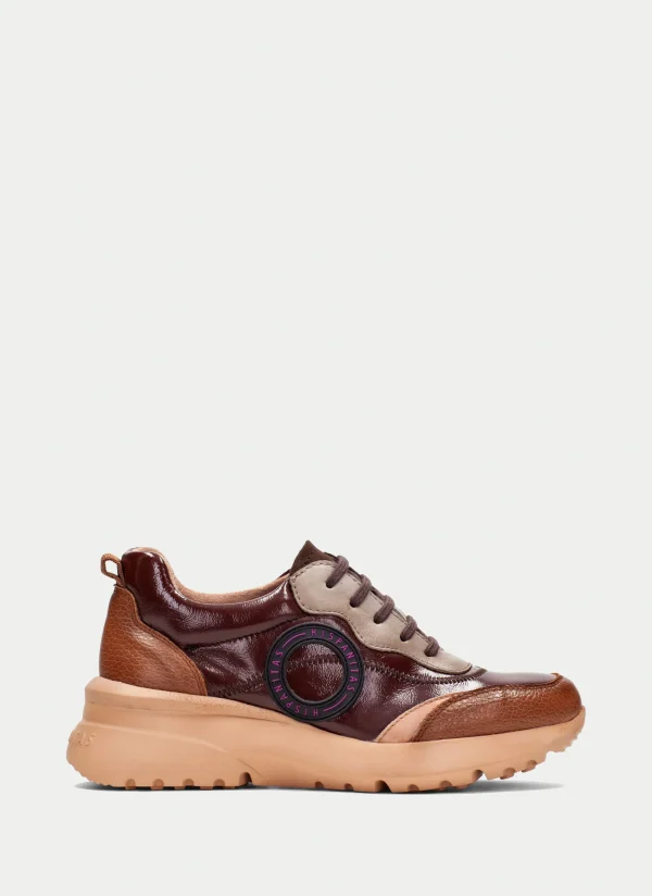 HISPANITAS Sneakers polinesia cuero-marron-taupe