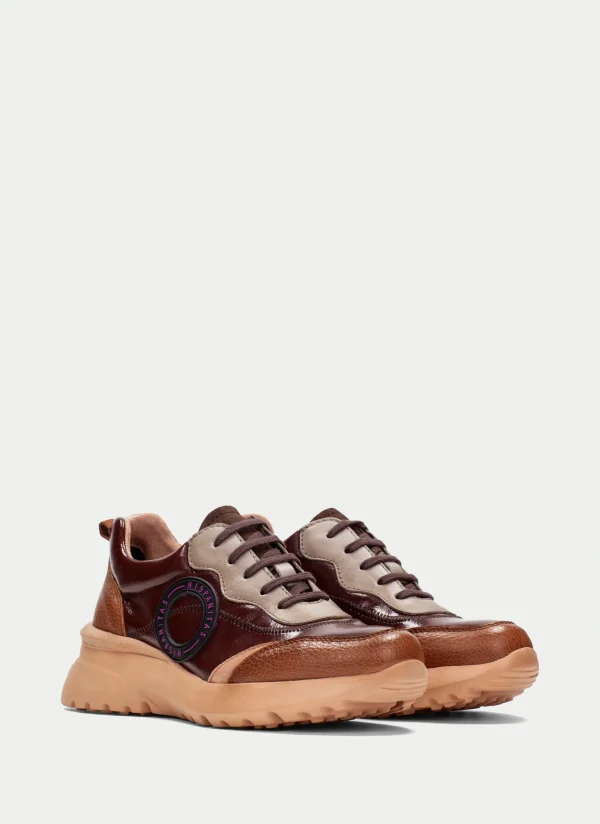 HISPANITAS Sneakers polinesia cuero-marron-taupe