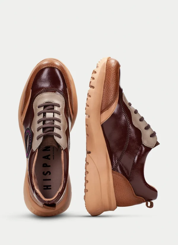 HISPANITAS Sneakers polinesia cuero-marron-taupe