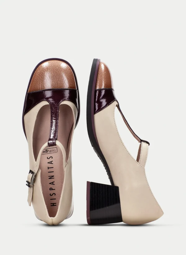 HISPANITAS T Strap milan vinho-milk-almond