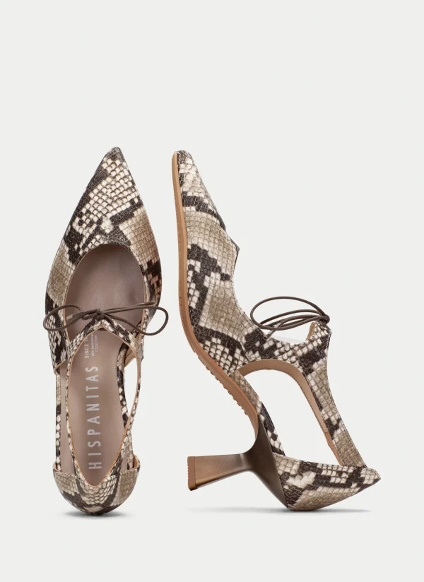 HISPANITAS Zapatos Tacon nova snake-taupe